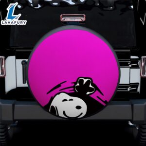 Pink Snoopy Peek A Boo Funny Jeep Car Spare Tire Covers Gift For Campers