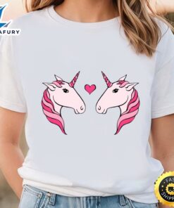 Pink Unicorn Couple Valentine T-Shirt