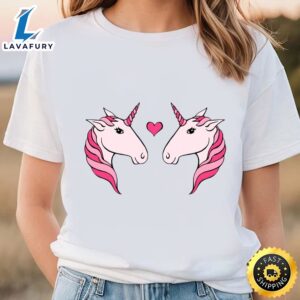 Pink Unicorn Couple Valentine T-Shirt