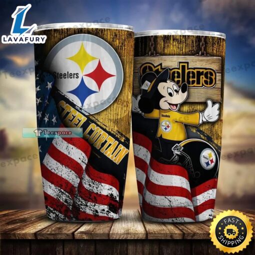 Pittsburgh Steelers Mickey Mouse Supporting Tumbler