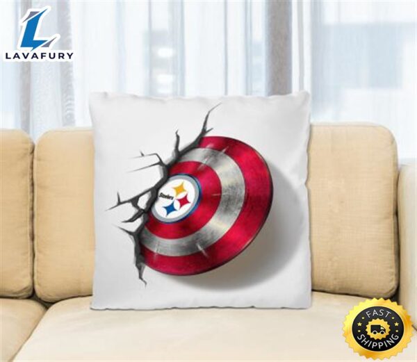 Pittsburgh Steelers NFL Football Captain America’s Shield Marvel Avengers Square Pillow