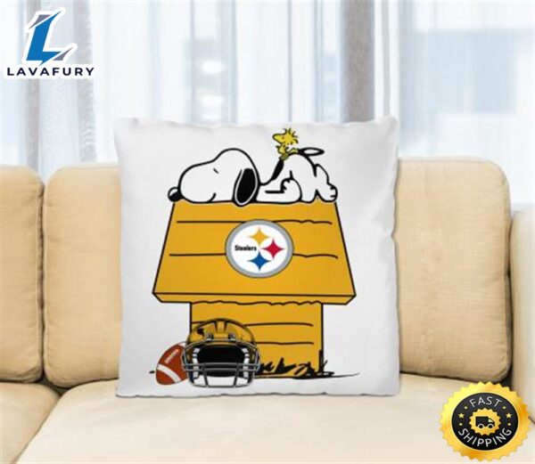 Pittsburgh Steelers NFL Football Snoopy Woodstock The Peanuts Movie Pillow Square Pillow