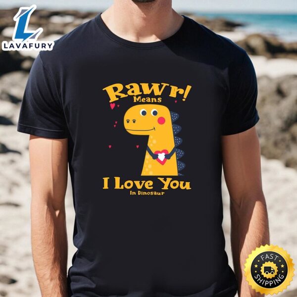 Rawr Means I Love You In Dinosaur, I Love You Valentine Day T-Shirt