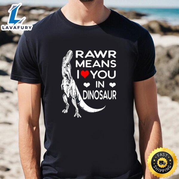 Rawr Means I Love You In Dinosaur Valentine Day Gift T-Shirt