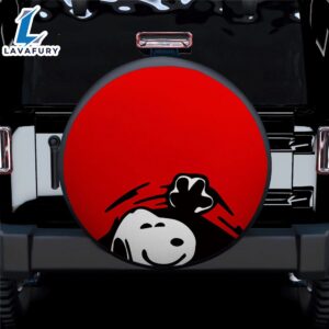 Red Snoopy Peek A Boo Funny Jeep Car Spare Tire Covers Gift For Campers