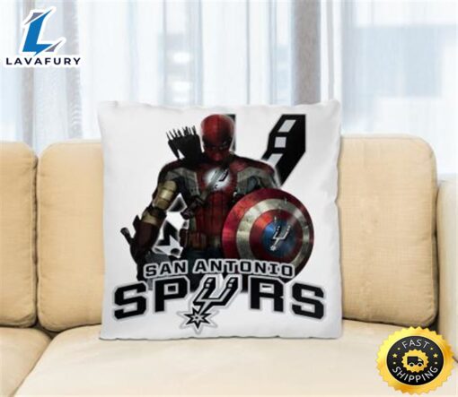 San Antonio Spurs NBA Basketball Captain America Thor Spider Man Hawkeye Avengers Square Pillow