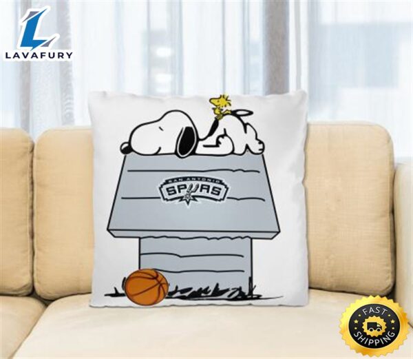 San Antonio Spurs NBA Basketball Snoopy Woodstock The Peanuts Movie Pillow Square Pillow
