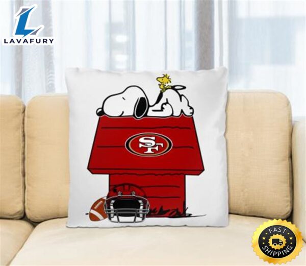 San Francisco 49ers NFL Football Snoopy Woodstock The Peanuts Movie Pillow Square Pillow