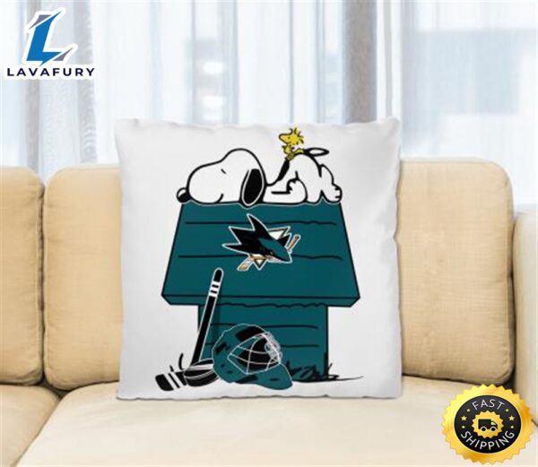 San Jose Sharks NHL Hockey Snoopy Woodstock The Peanuts Movie Pillow Square Pillow