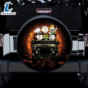 Snoopy And Friends Ride Jeep Halloween Funny Car Spare Tire Covers Gift For Campers 1 1