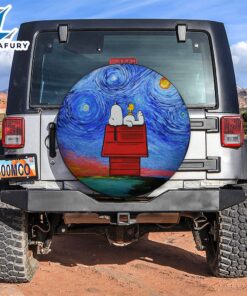 Snoopy And Woodstock In The Starry Night Car Spare Tire Covers Gift For Campers 2 1