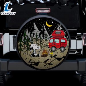 Snoopy Camping Night Sky Car Spare Tire Covers Gift For Campers