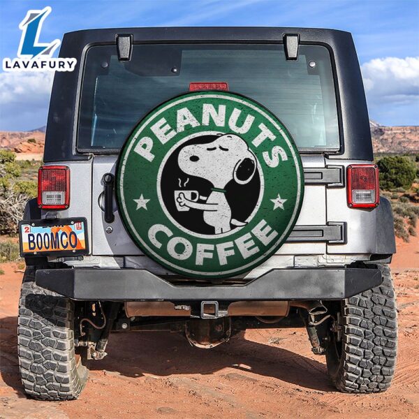 Snoopy Coffee Logo Car Spare Tire Covers Gift For Campers