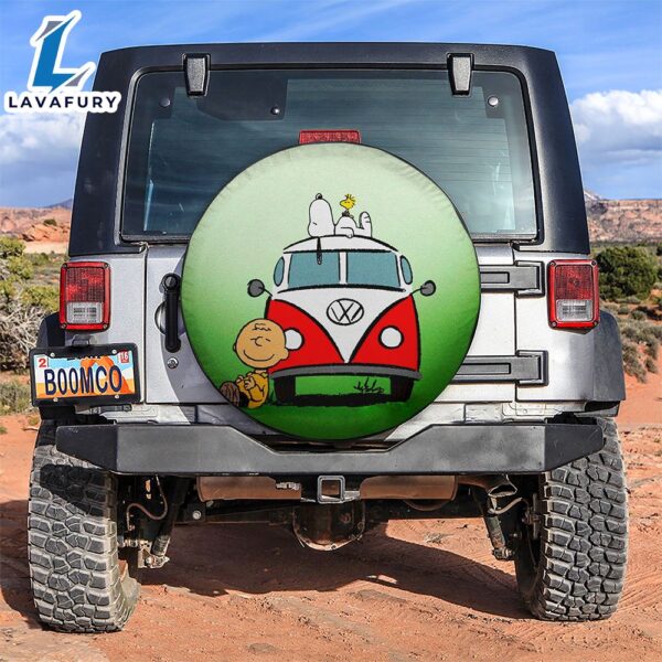 Snoopy Green Hippie Car Spare Tire Covers Gift For Campers