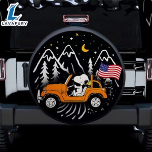 Snoopy Orange Jeep US Flag…