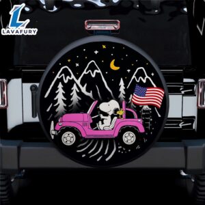 Snoopy Pink Jeep US Flag…