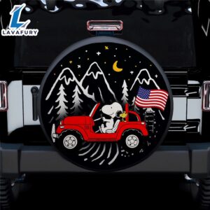 Snoopy Red Jeep US Flag…