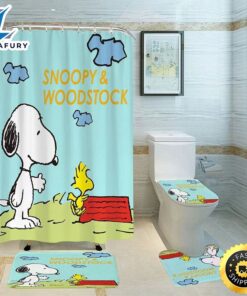 Snoopy Shower Curtain Set With…