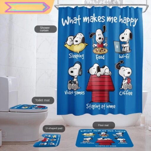 Snoopy Shower Curtains Bathroom Curtain With Decor Waterproof Bath Creative