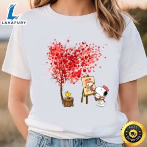Snoopy Paint Valentine Tree T-shirt