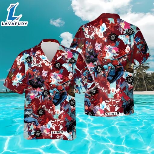 Spider Punk Man Spider Man Across The Spider Verse Floral Hawaiian Shirt