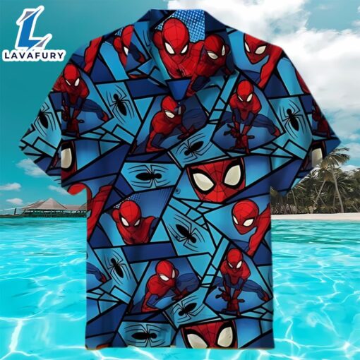 Spiderman Hawaiian Shirt, Vintage Spiderman Button up Shirt