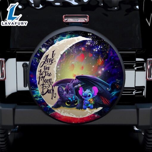 Stitch And Toothless Love You To The Moon Galaxy Car Spare Tire Covers Gift For Campers