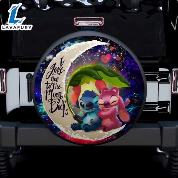 Stitch Angel Love You To The Moon Galaxy Car Spare Tire Covers Gift For Campers