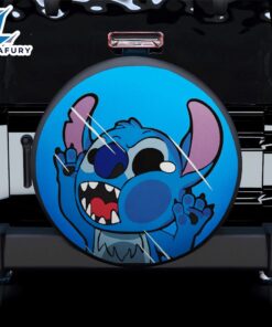 Stitch Funny Hitting Glass Car Spare Tire Covers Gift For Campers