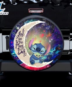 Stitch Hold Baby Yoda Love You To The Moon Galaxy Spare Tire Covers Gift For Campers