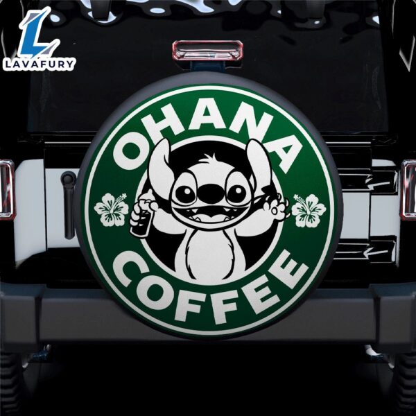 Stitch Ohana Coffee Logo Car Spare Tire Covers Gift For Campers