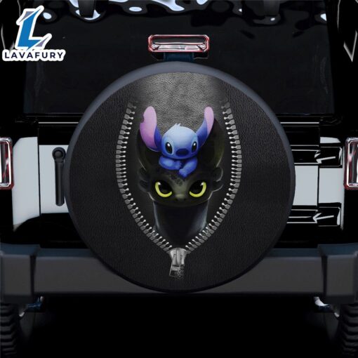 Stitch Toothless Zipper Car Spare Tire Covers Gift For Campers