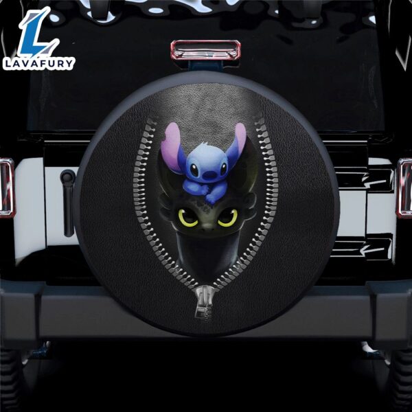 Stitch Toothless Zipper Car Spare Tire Covers Gift For Campers