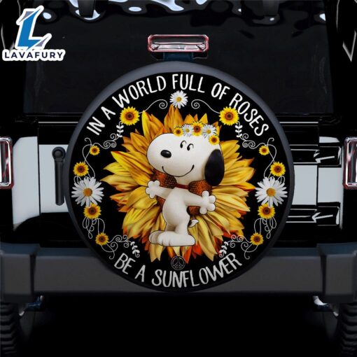 Sunflower Snoopy Car Spare Tire Covers Gift For Campers