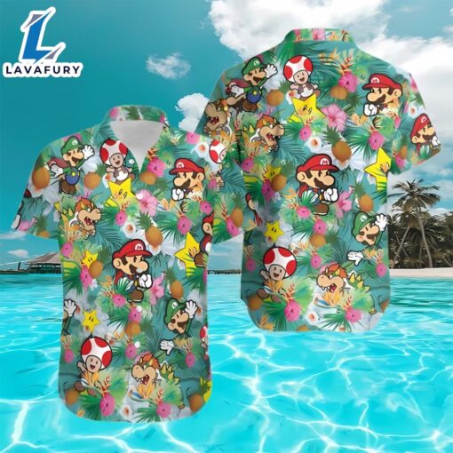 Super Mario Bros Beach Lover Aloha Pineapple Hawaiian Shirt