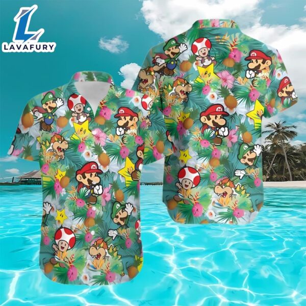 Super Mario Bros Beach Lover Aloha Pineapple Hawaiian Shirt