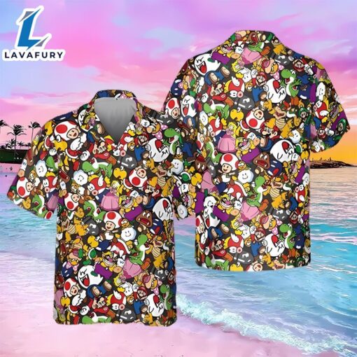 Super Mario Cartoon Characters Hawaiian T-Shirt