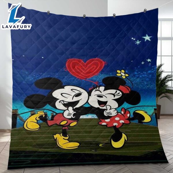 Sweet Love Couple Mickey Mouse Minnie Mouse Disney Cartoon Gifts Lover Blanket