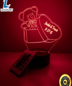 Teddy Bear In Heart Shape Box 3d Lamp Personalized