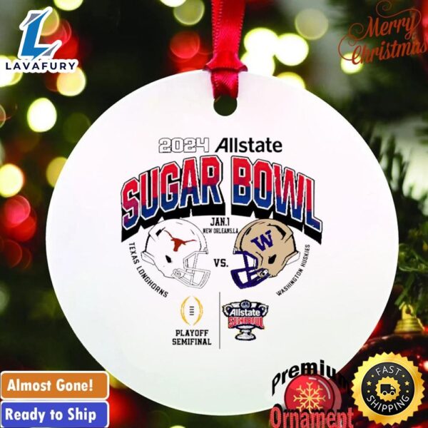 Texas Longhorns Vs Washington Huskies 2024 Allstate Sugar Bowl Helmet Ornament Tree