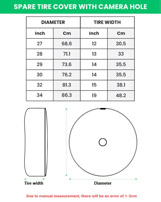 Tire Covers Size Chart