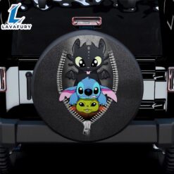 Toothless Baby Yoda Stitch Zipper Car Spare Tire Covers Gift For Campers