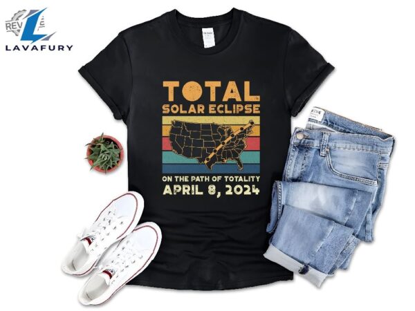 Total Solar Eclipse Shirt April 8 2024 Tee Usa Map Path Of Totality Spring Astronomy Eclipse Shirt