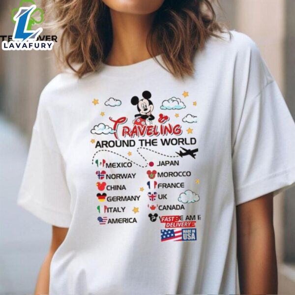 Two Sided Mickey And Friends Epcot World Tour 2024 Shirt