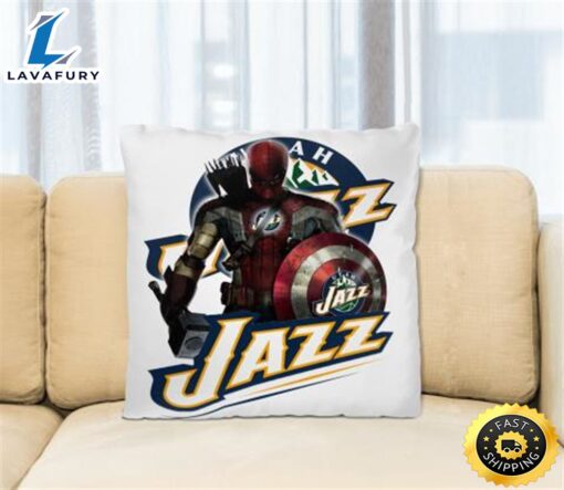 Utah Jazz NBA Basketball Captain America Thor Spider Man Hawkeye Avengers Square Pillow