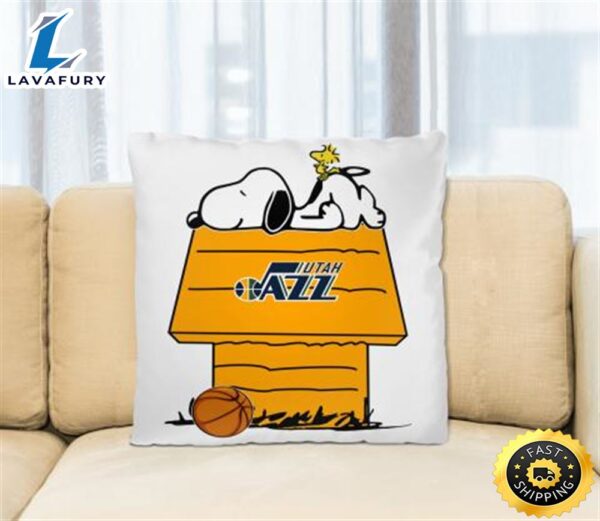 Utah Jazz NBA Basketball Snoopy Woodstock The Peanuts Movie Pillow Square Pillow