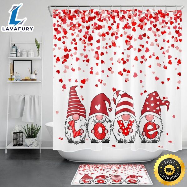 Valentine’s Day Window Curtain Set Lovers Couples Romantic Red Love Heart Curtain Set