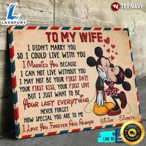 Valentine Day Customized Name Mickey Mouse & Minnie Mouse Kissing To My Wife I Didn’t Marry You So I Could Live With You Poster
