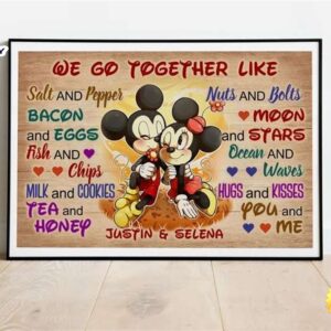 Valentine Day Disney Mickey And Minnie Mouse Canvas We Go Together Like Personalized Couples Poster