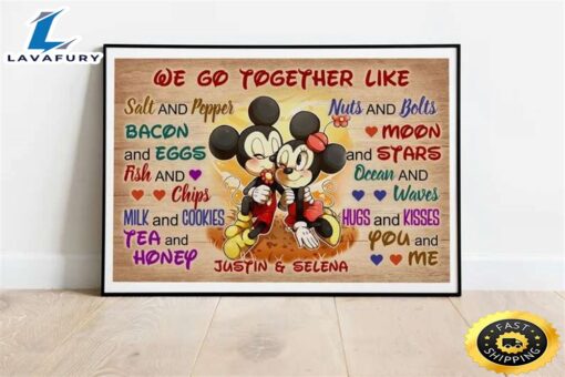 Valentine Day Disney Mickey And Minnie Mouse Canvas We Go Together Like Personalized Couples Poster